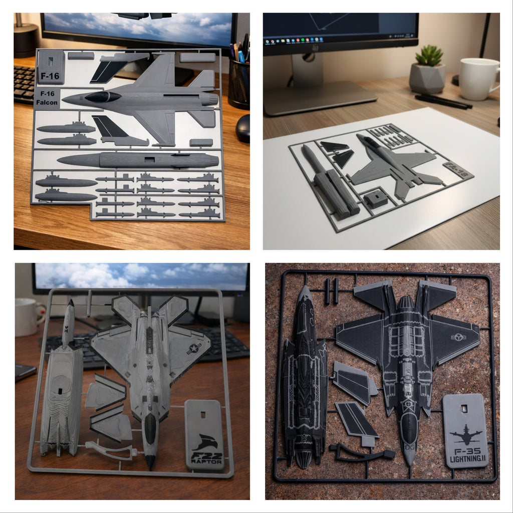 Modern Fighter Jet Bundle 3D Printed Aircraft Model Kit Set – Military Aviation Collection