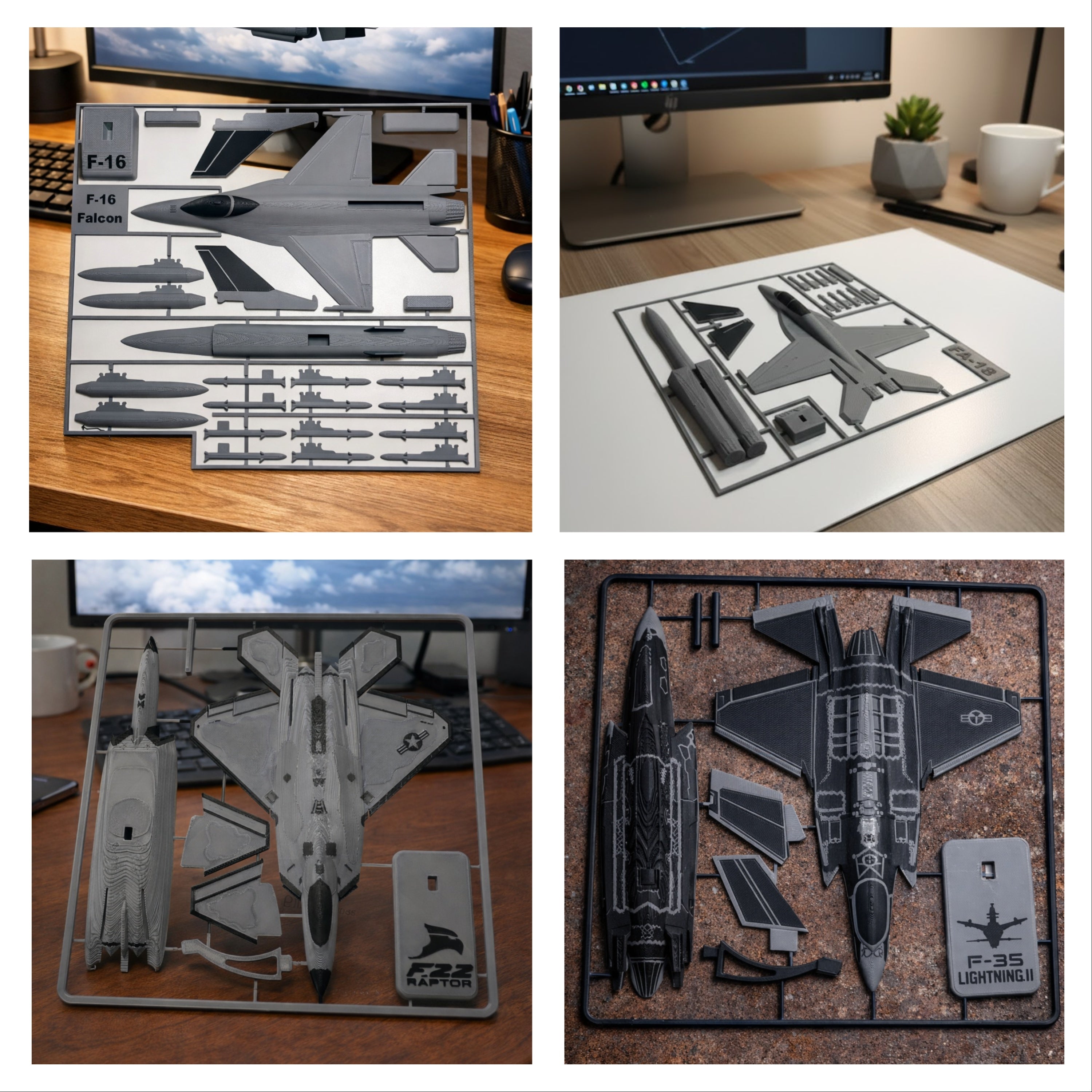 Modern Fighter Jet Bundle 3D Printed Aircraft Model Kit Set – Military Aviation Collection