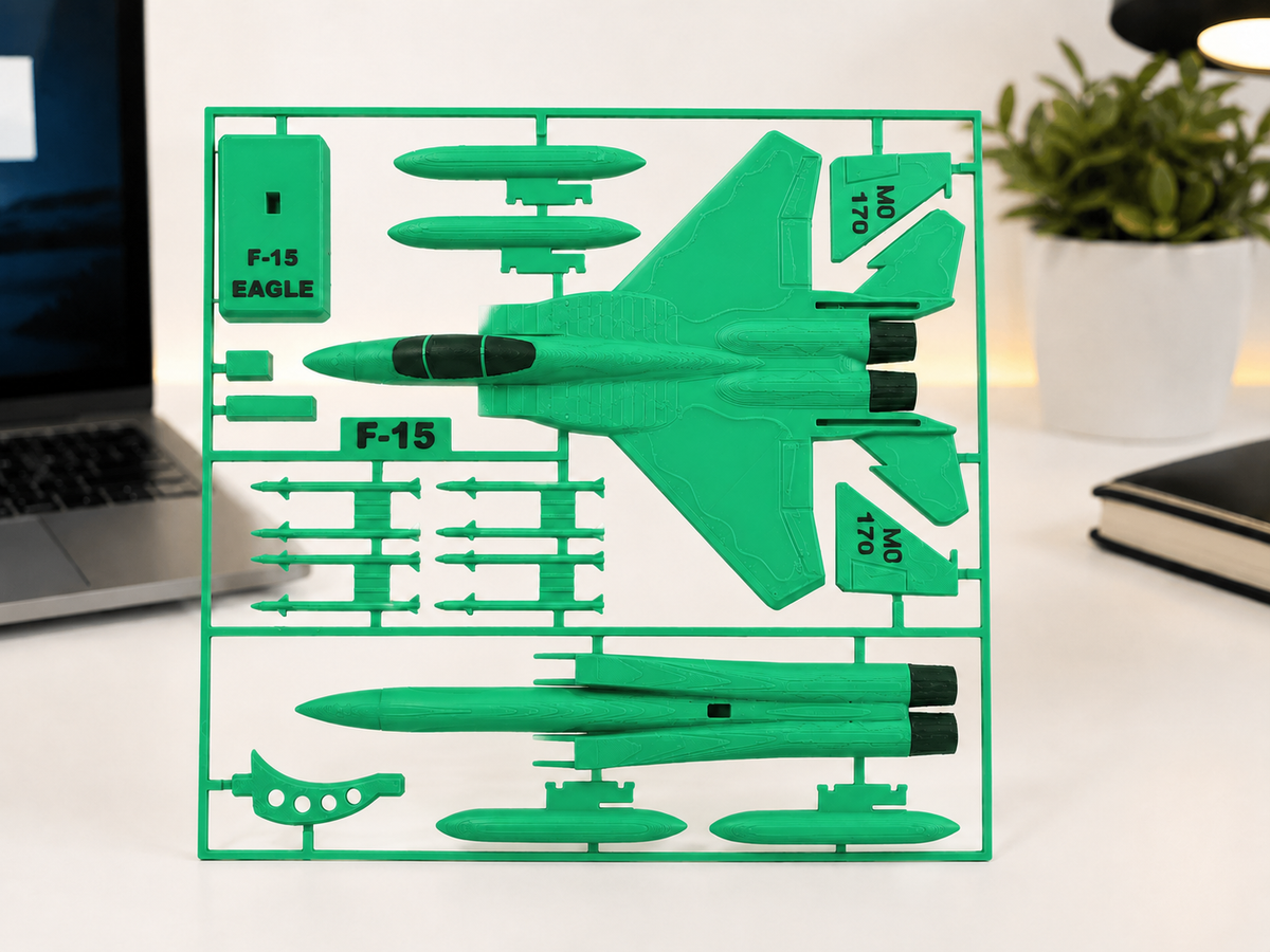F-15 Eagle 3D Printed Aircraft Model Kit – White & Gray Fighter Jet Edition