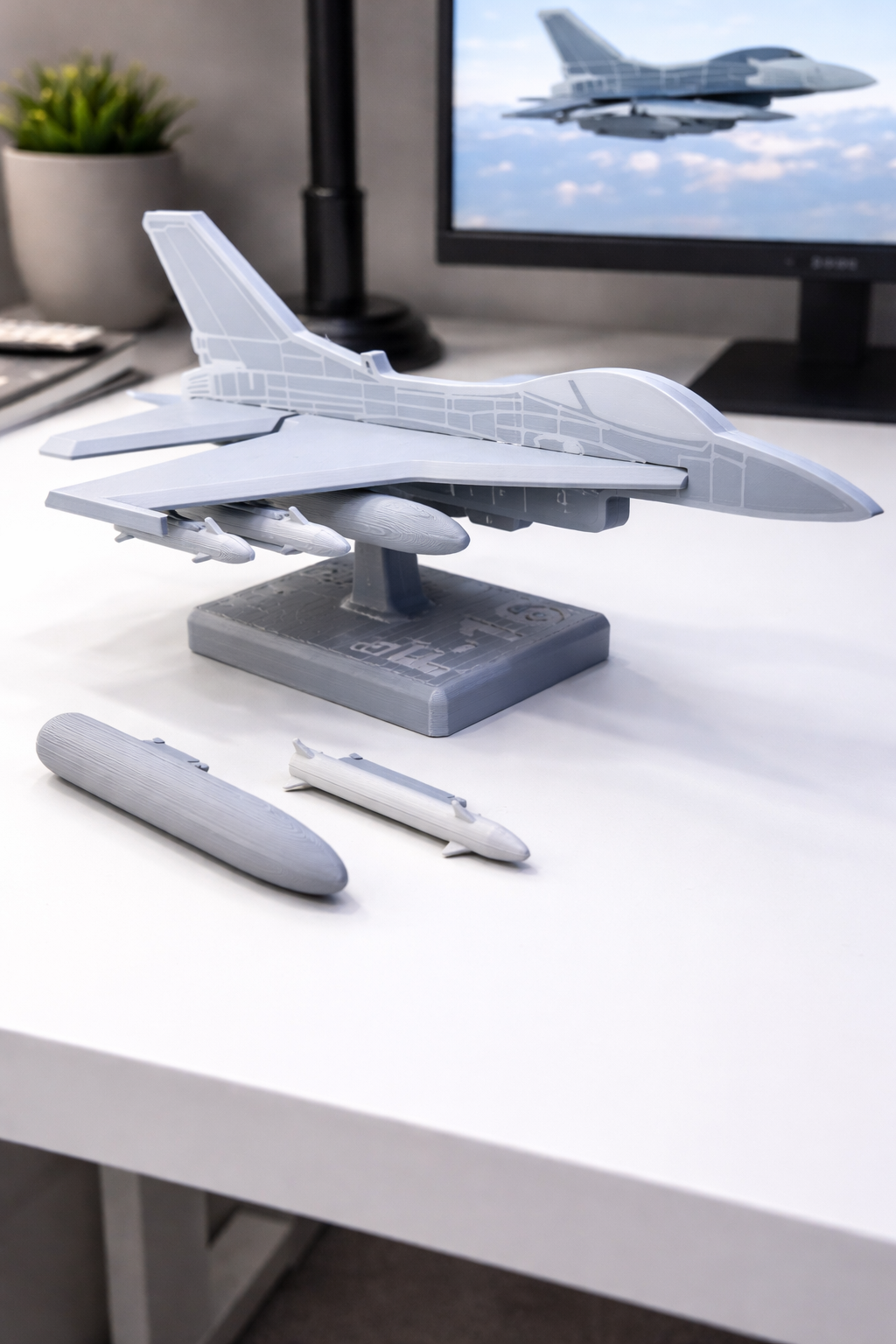 F-16 Fighting Falcon 3D Printed Fighter Jet Model – Military Aircraft Desk Decor