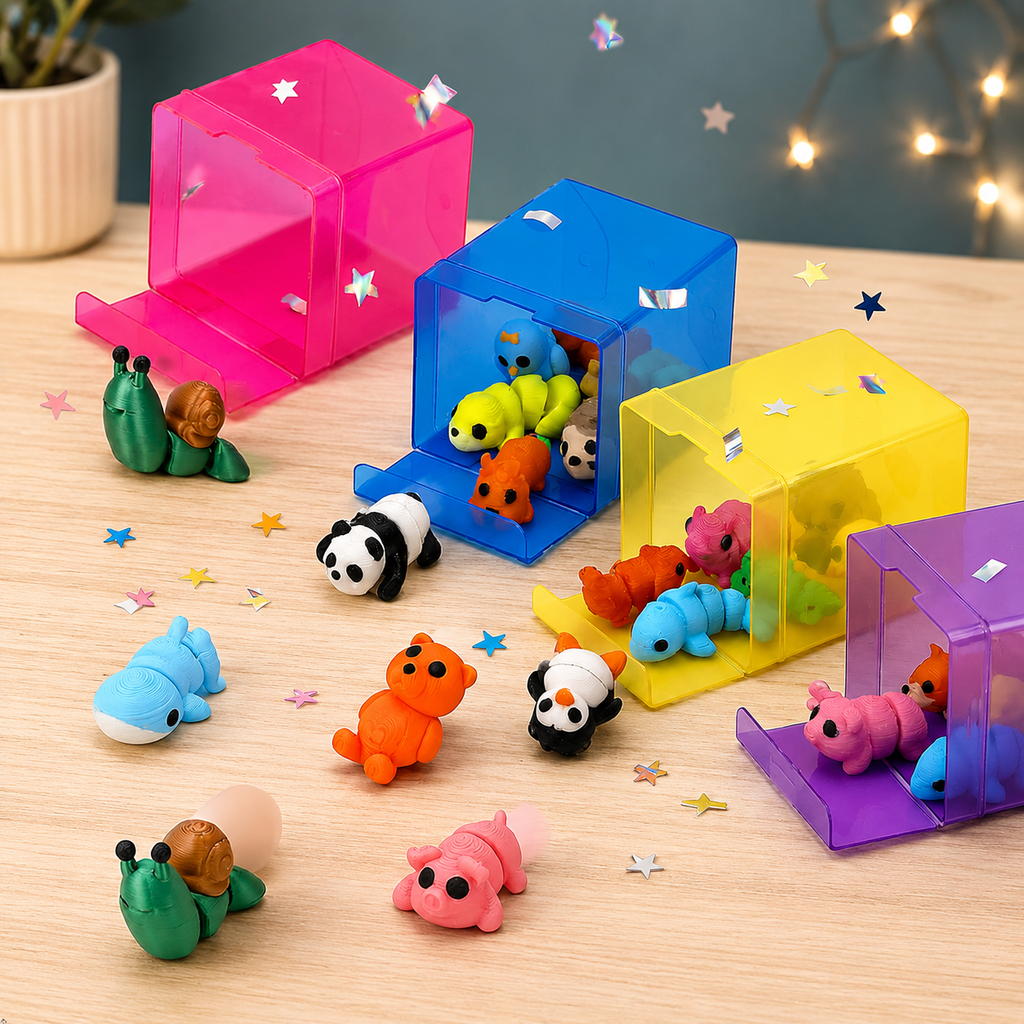120PCS 3D Printed Mini Animal Fidget Toys – Random Articulated Bulk Pack