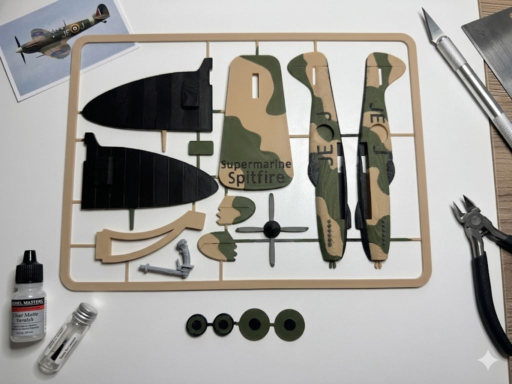 Spitfire WWII Fighter Plane Kit Card | 3D Printed Aircraft Model