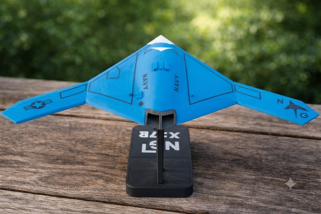 NG-X-47B UCAS 3D Printed Display Model – Stealth Drone Desk Decor Aircraft Stand