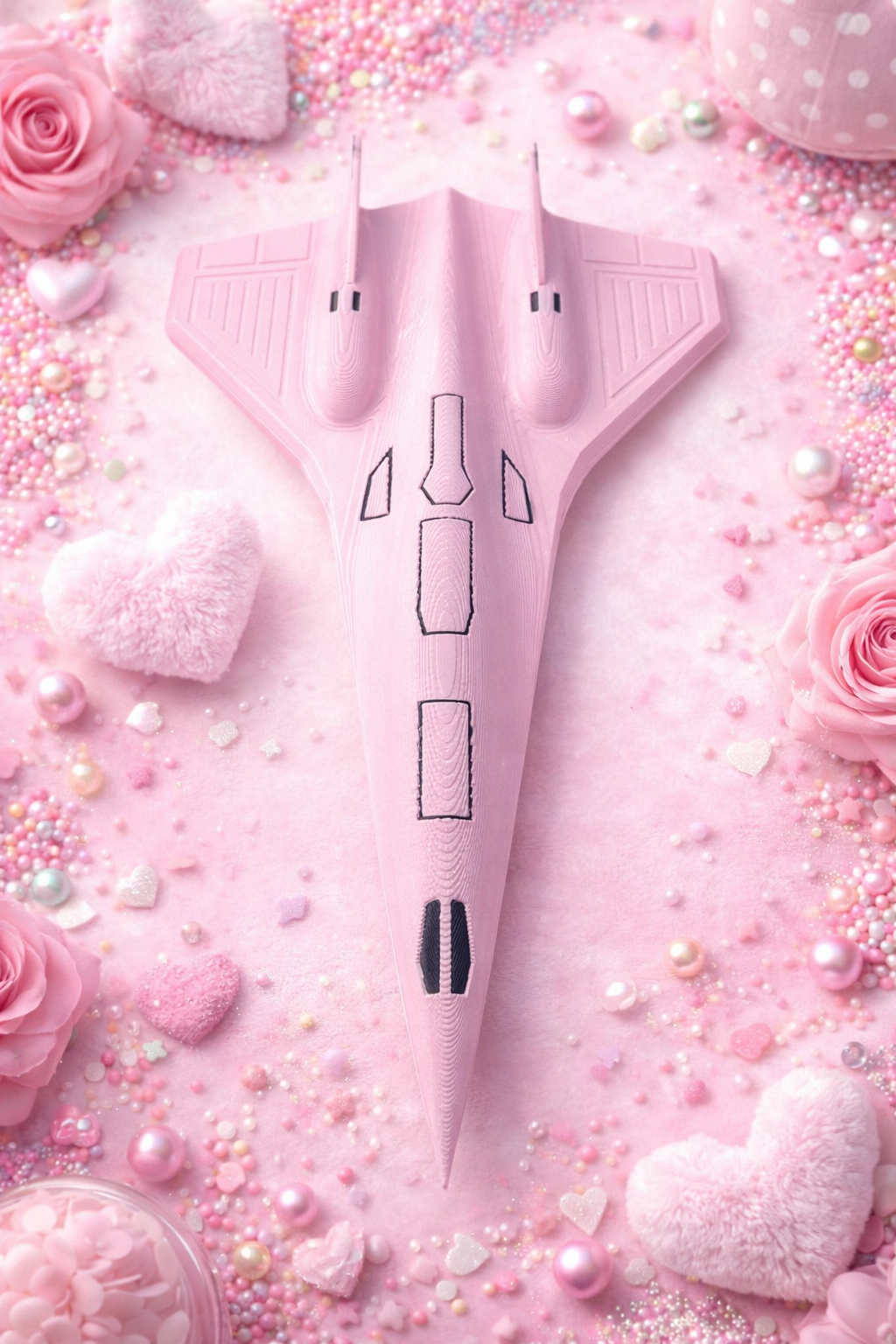 Pink Darkstar SR-72 Model Kit Card – 3D Printed Hypersonic Jet – Cute Pink Aviation Decor – DIY Snap Together Aircraft Model – Desk Display Gift – Future Fighter Jet Model