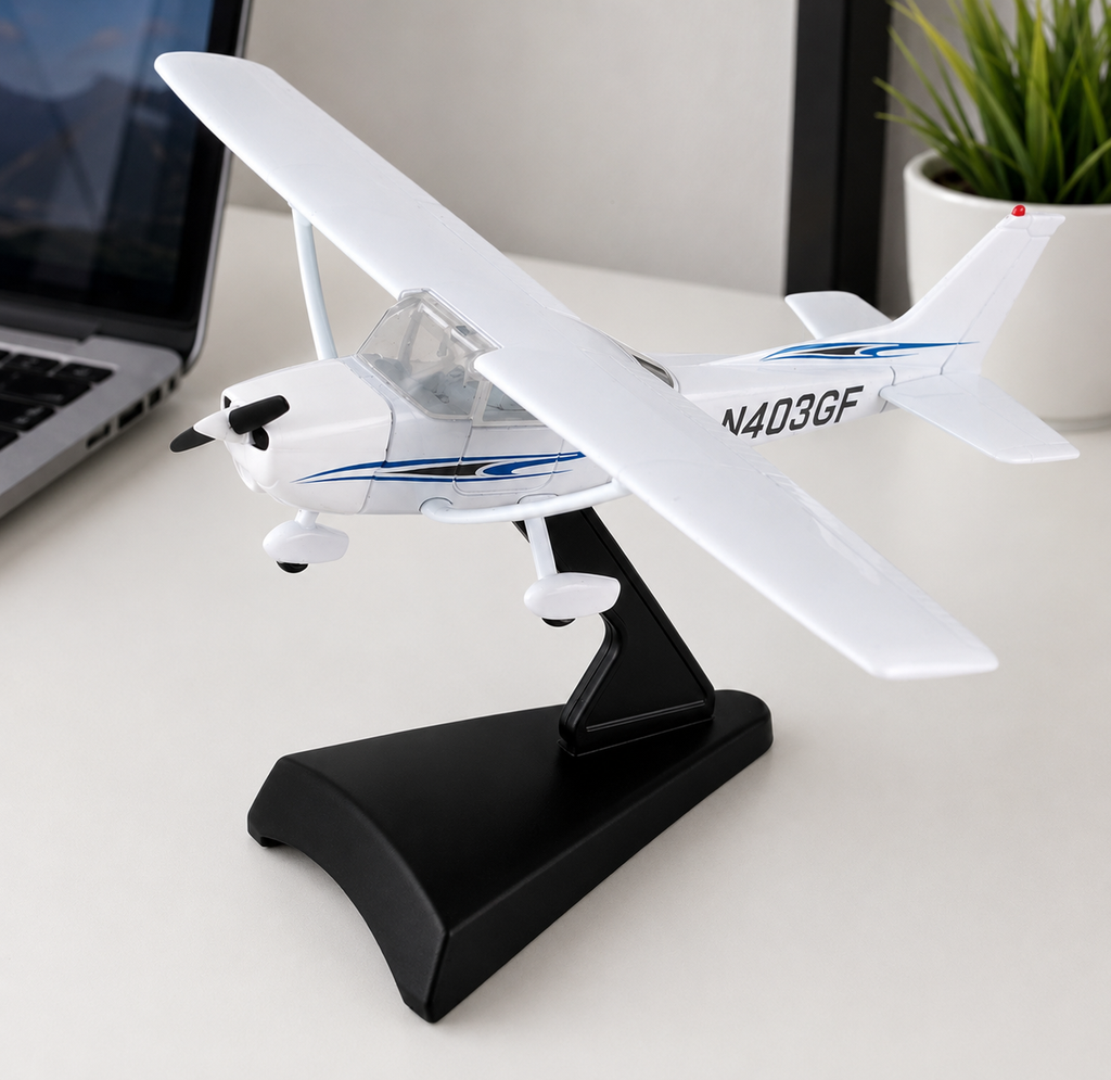 Cessna 172 Skyhawk 1:87 Scale 3D Printed Display Model Airplane w/ Stand