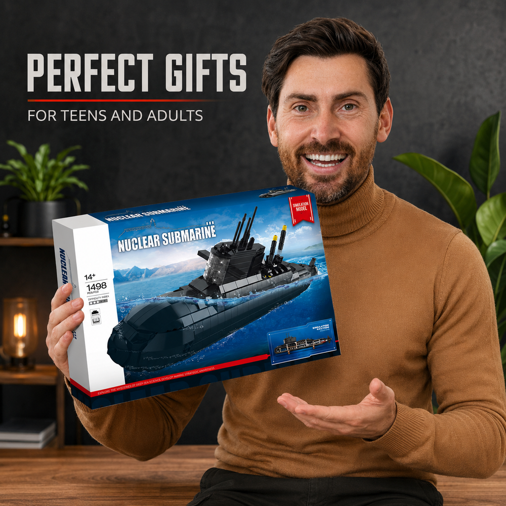 Nuclear Submarine Building Block Set with Lights – 1,498 Pieces
