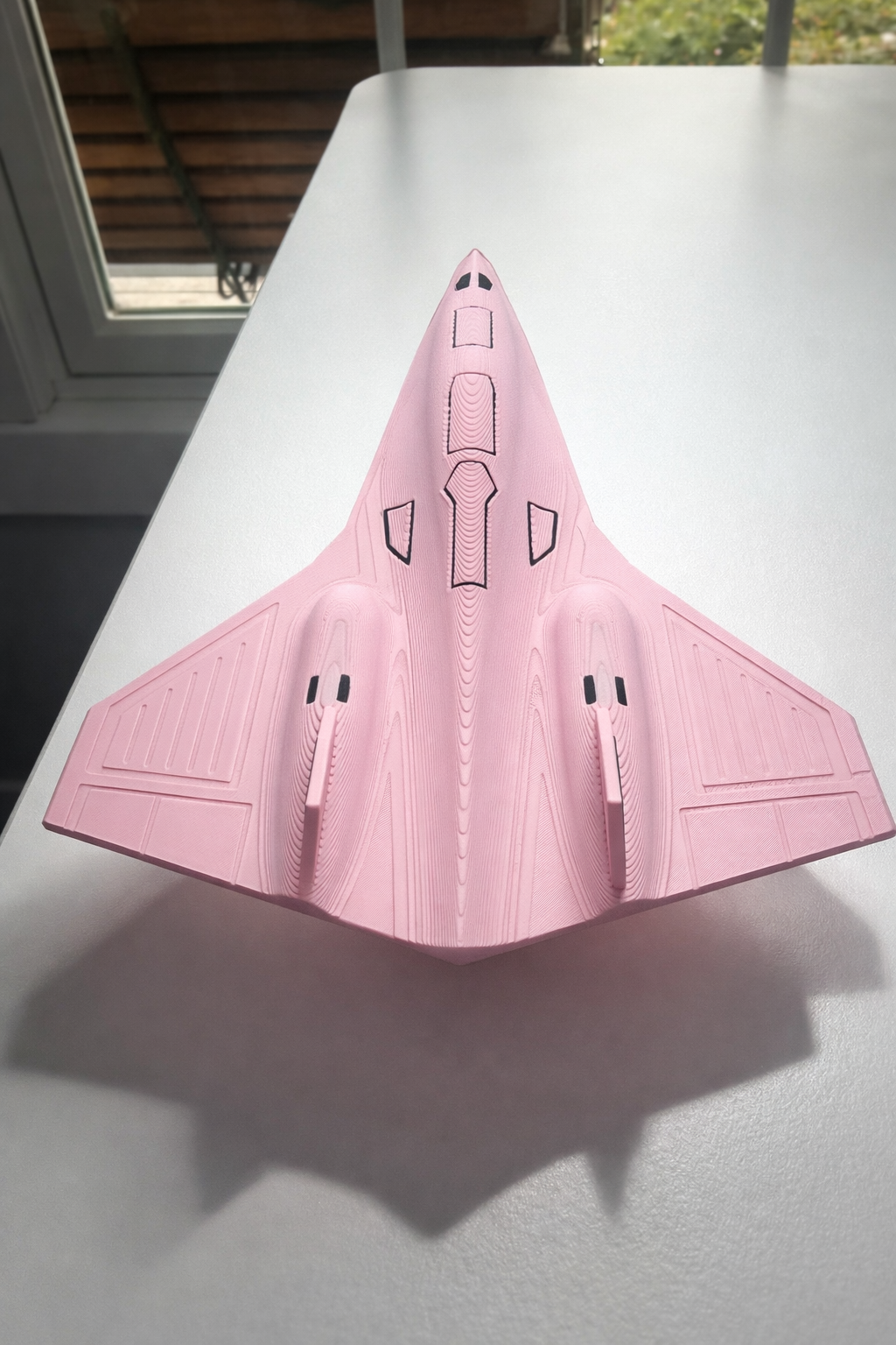 Pink Darkstar SR-72 Model Kit Card – 3D Printed Hypersonic Jet – Cute Pink Aviation Decor – DIY Snap Together Aircraft Model – Desk Display Gift – Future Fighter Jet Model