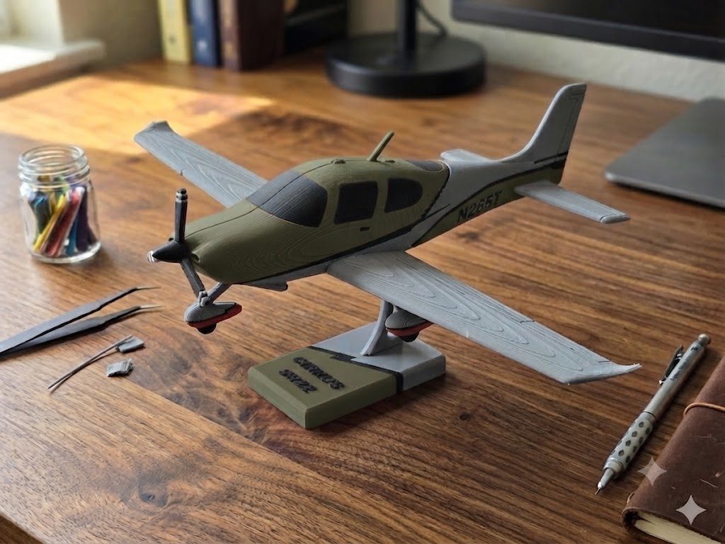 3D Printed Cirrus SR22 Model Kit DIY Aircraft Build Display