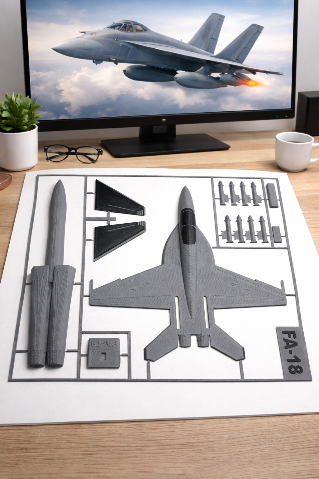F/A-18 Fighter Jet 3D Printed Model Kit F/A-18 Fighter Jet 3D Printed Model Kit – Military Aircraft Desk Decor – Modern Aviation Display – Fighter Jet Model – Aviation Gift