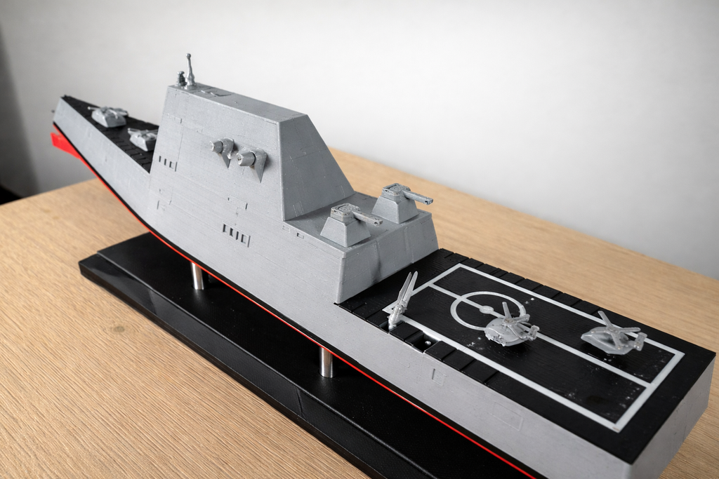 USS Zumwalt DDG-1000 3D Printed Destroyer Display Model – Modern Navy Warship Desk Decor