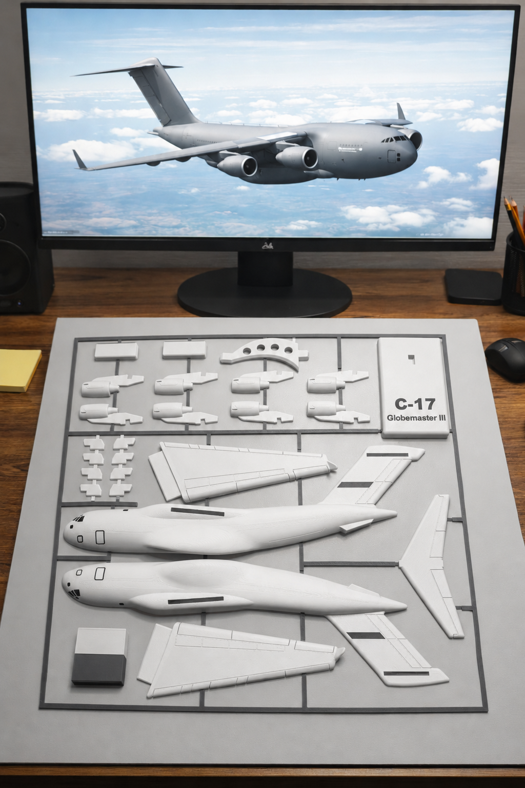 C-17 Globemaster III 3D Printed Aircraft Model Kit – USAF Military Cargo Plane