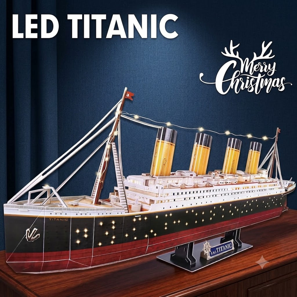 CubicFun Titanic 3D Model Ship Puzzle with LED Lights – 266 Pieces
