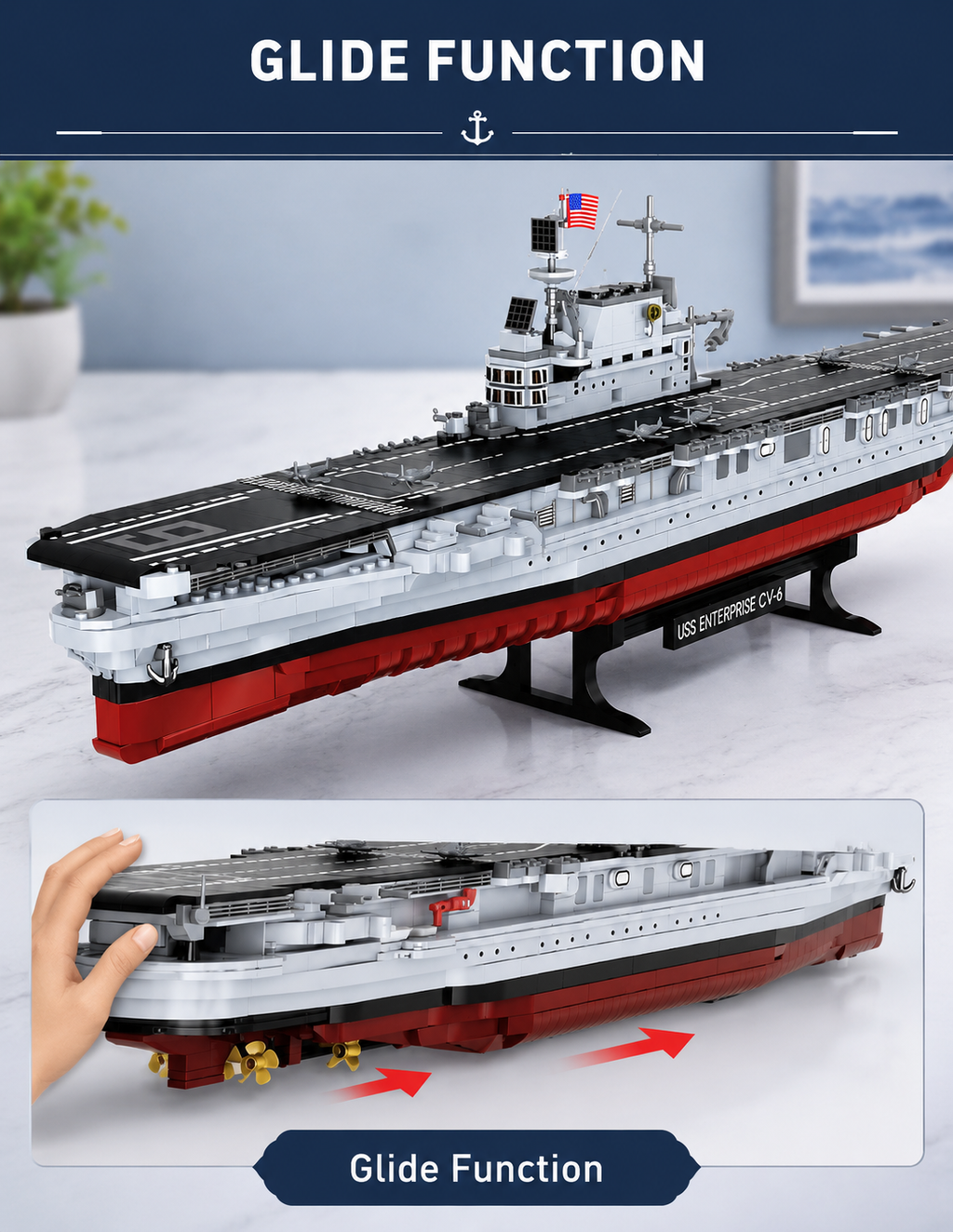 USS Enterprise Aircraft Carrier Building Block Set – 1883 Pieces