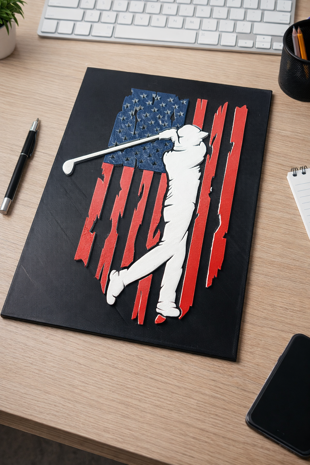 Golf USA Flag Wall Art – 3D Printed Golf Decor
