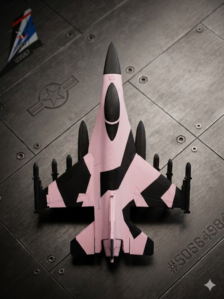 Pink F-16 Fighter Jet 3D Printed Model