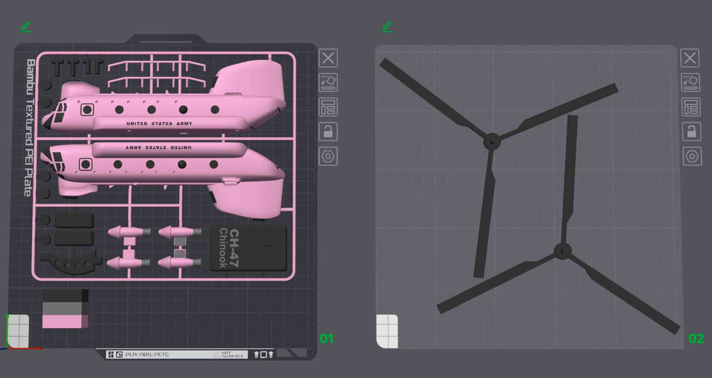 CH-47 Chinook Helicopter Loose Piece Display Model – 3D Printed Military Helicopter