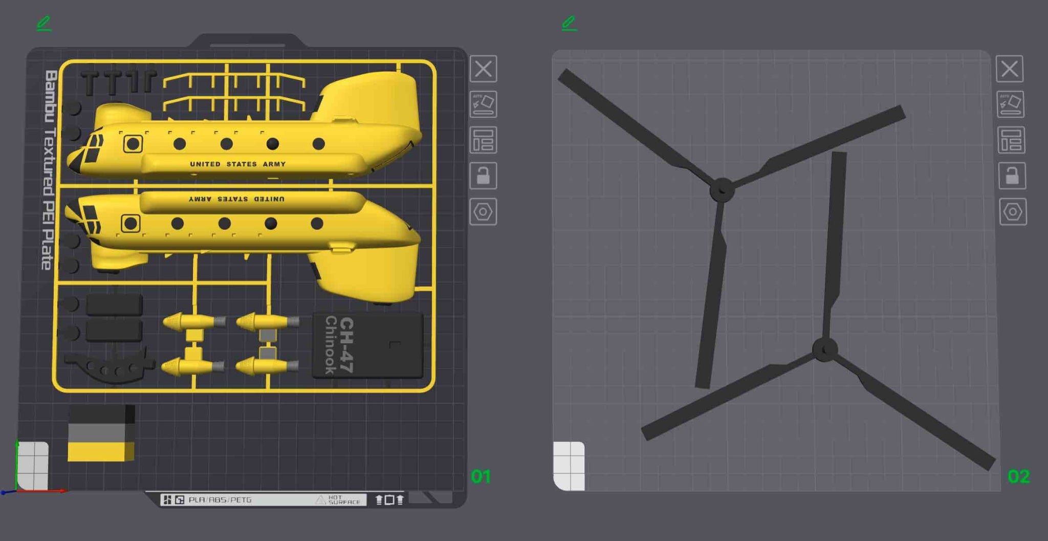 CH-47 Chinook Helicopter Loose Piece Display Model – 3D Printed Military Helicopter