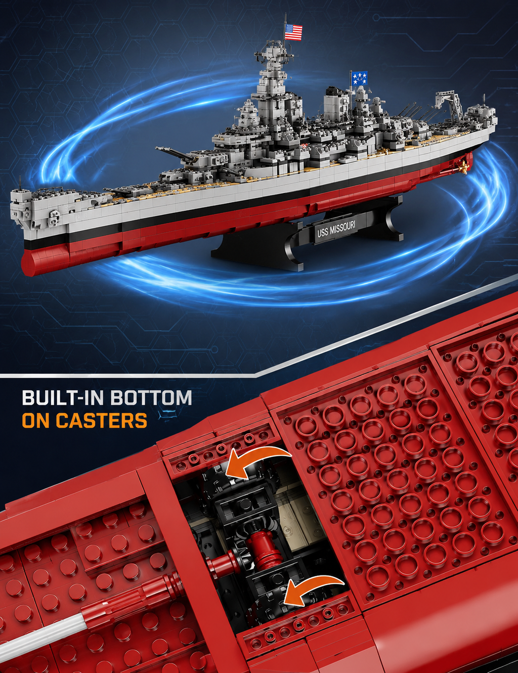 USS Missouri BB-63 Battleship Building Block Set – 2,228 Pieces