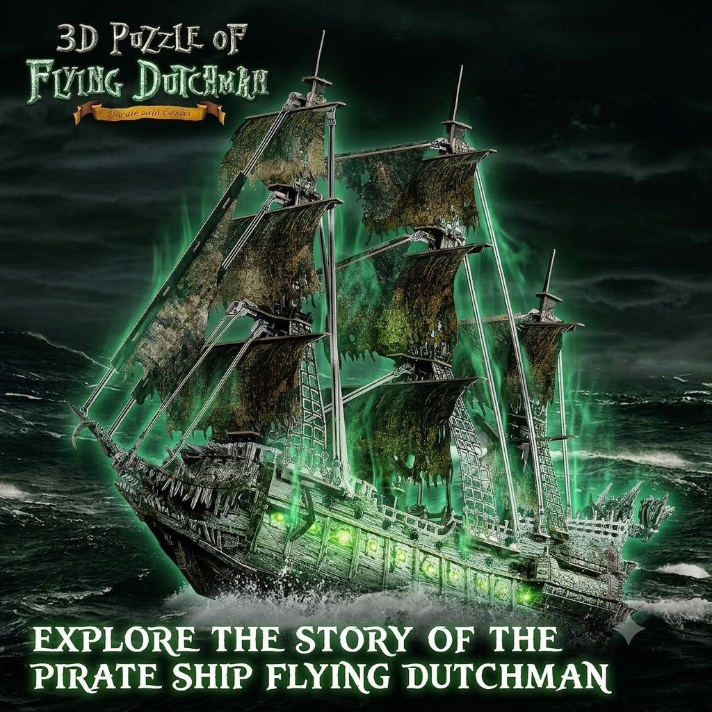 CubicFun Flying Dutchman 3D Pirate Ship Puzzle with Green LED – 360 Pieces