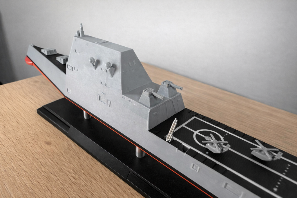 USS Zumwalt DDG-1000 3D Printed Destroyer Display Model – Modern Navy Warship Desk Decor