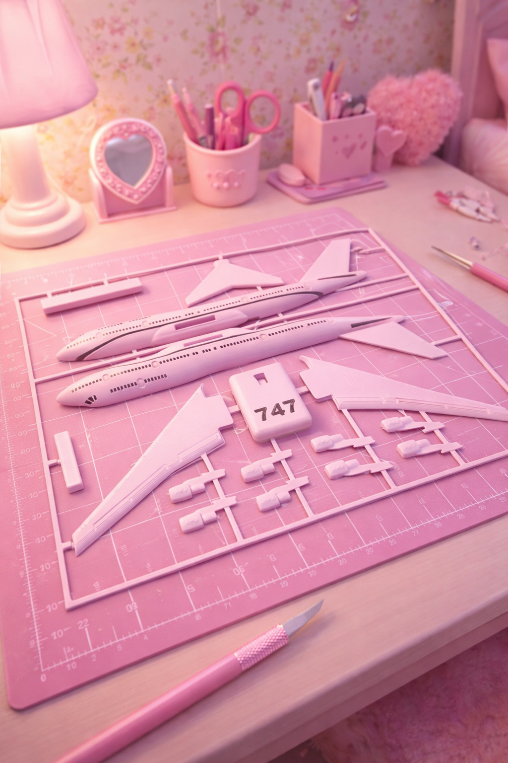 Pink Boeing 747 3D Printed Aircraft Model Kit – Cute Jumbo Jet Edition