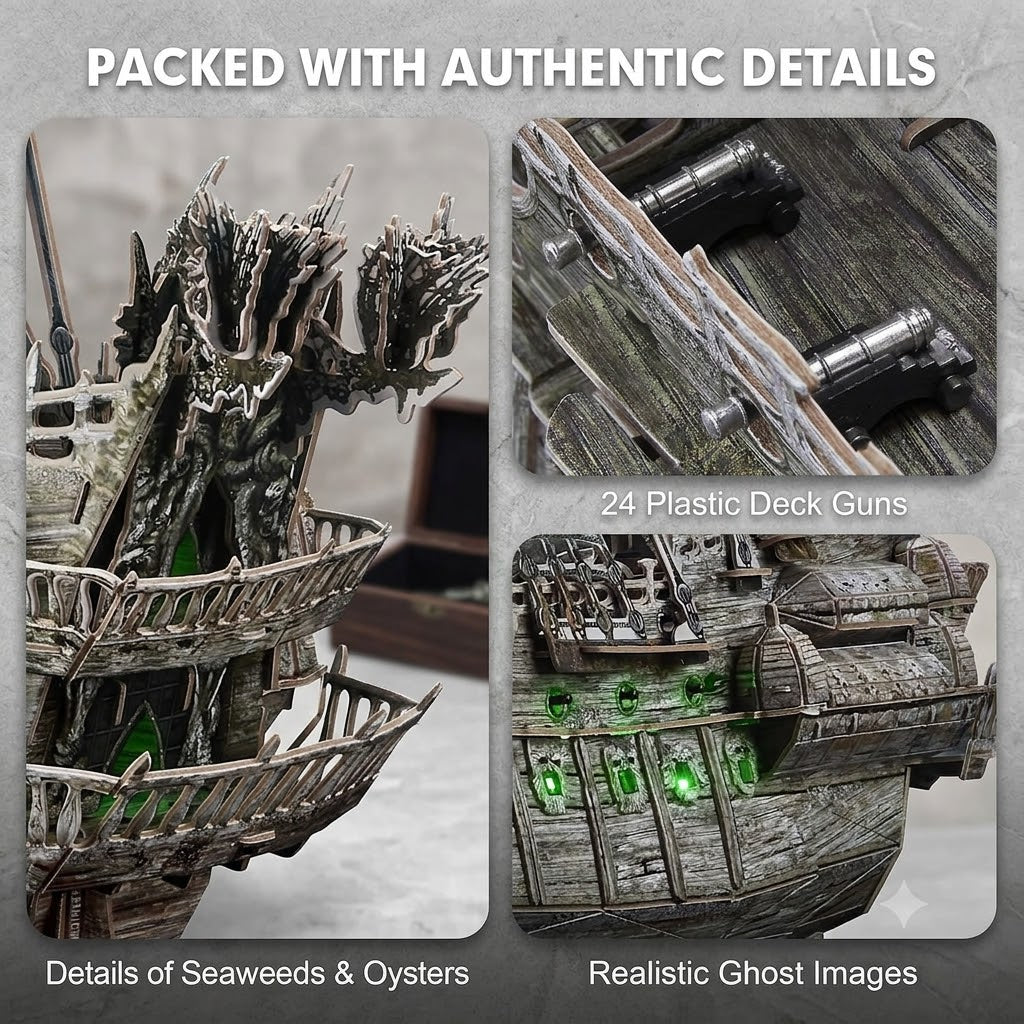 CubicFun Flying Dutchman 3D Pirate Ship Puzzle with Green LED – 360 Pieces
