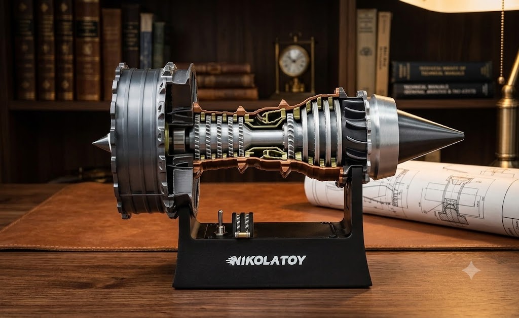 Jet Engine Desk Fan USB Wireless Charger LED Turbofan Desktop Office Gadget Blue
