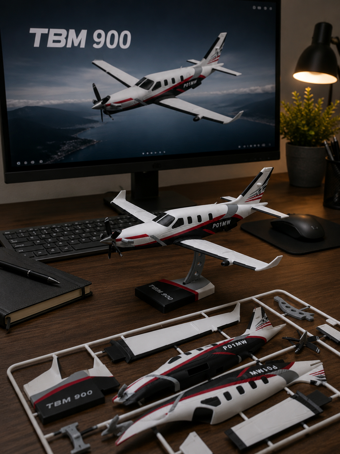 TBM 900 3D Printed Airplane Model Kit | Aviation Desk Decor