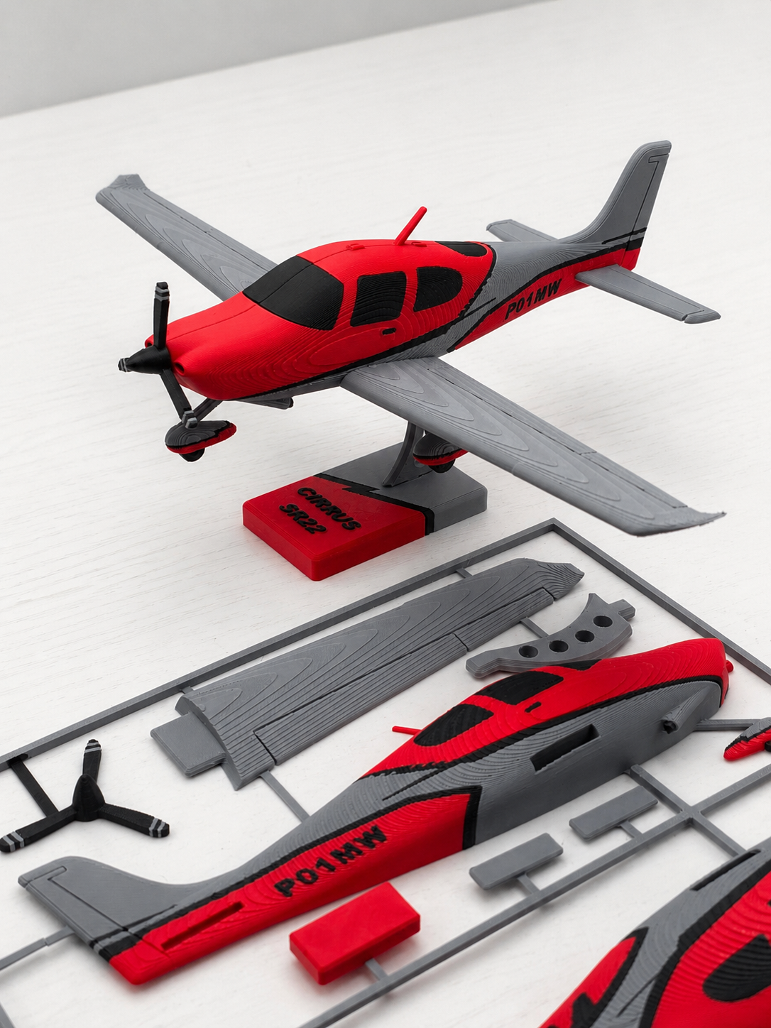 3D Printed Cirrus SR22 Model Kit DIY Aircraft Build Display