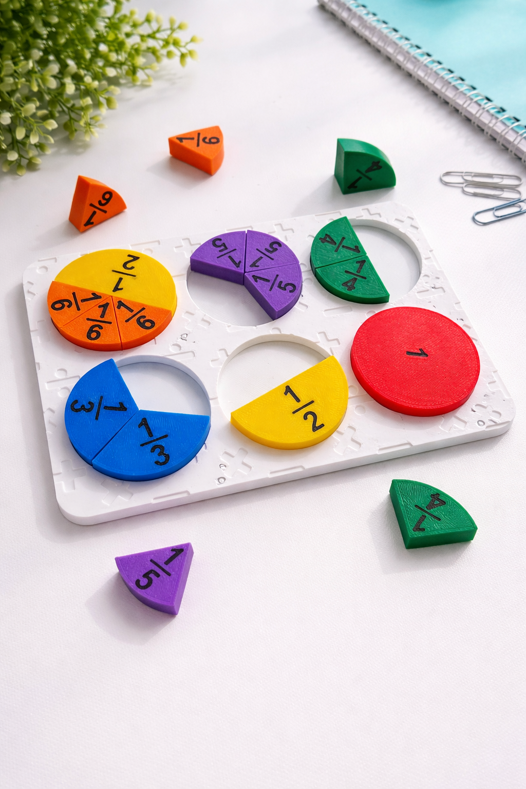 Fraction Learning Board for Kids | 3D Printed Math Puzzle | Montessori Fraction Teaching Toy