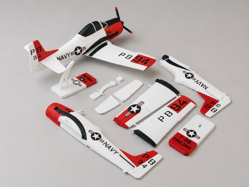 T-28 Trojan Navy Kit Card 3D Printed Aircraft Model Kit | Snap Fit Desk Display | DIY Plane Gift
