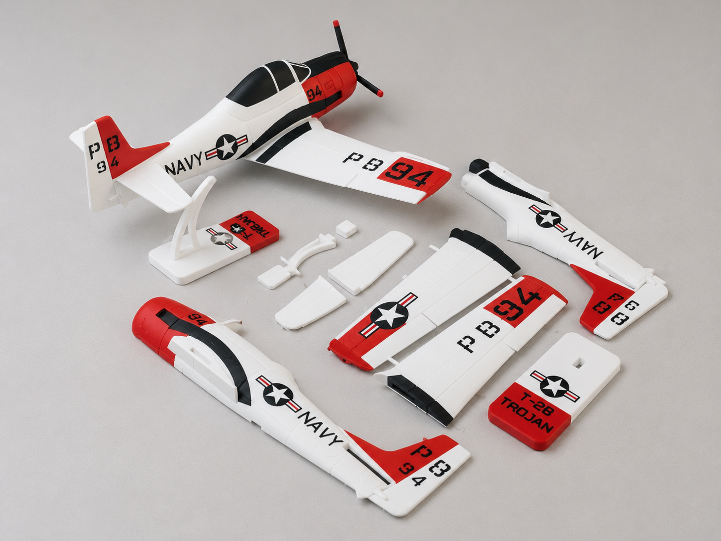 T-28 Trojan Navy Kit Card 3D Printed Aircraft Model Kit | Snap Fit Desk Display | DIY Plane Gift