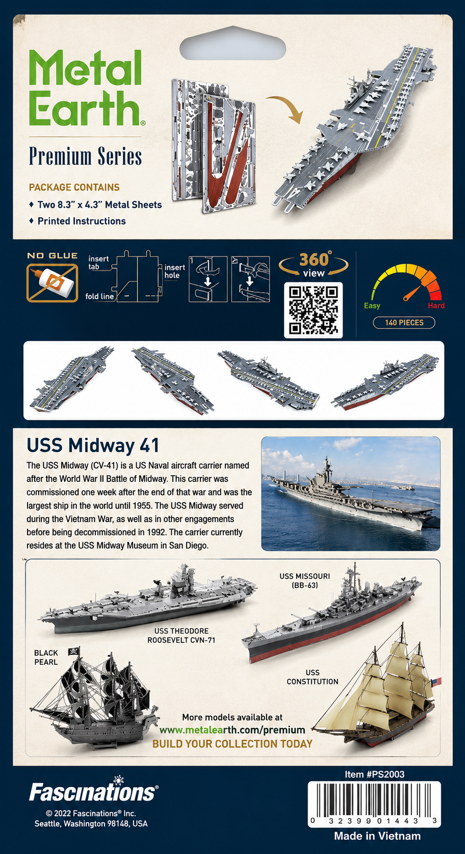 USS Midway Aircraft Carrier 3D Metal Model Kit – Premium Series