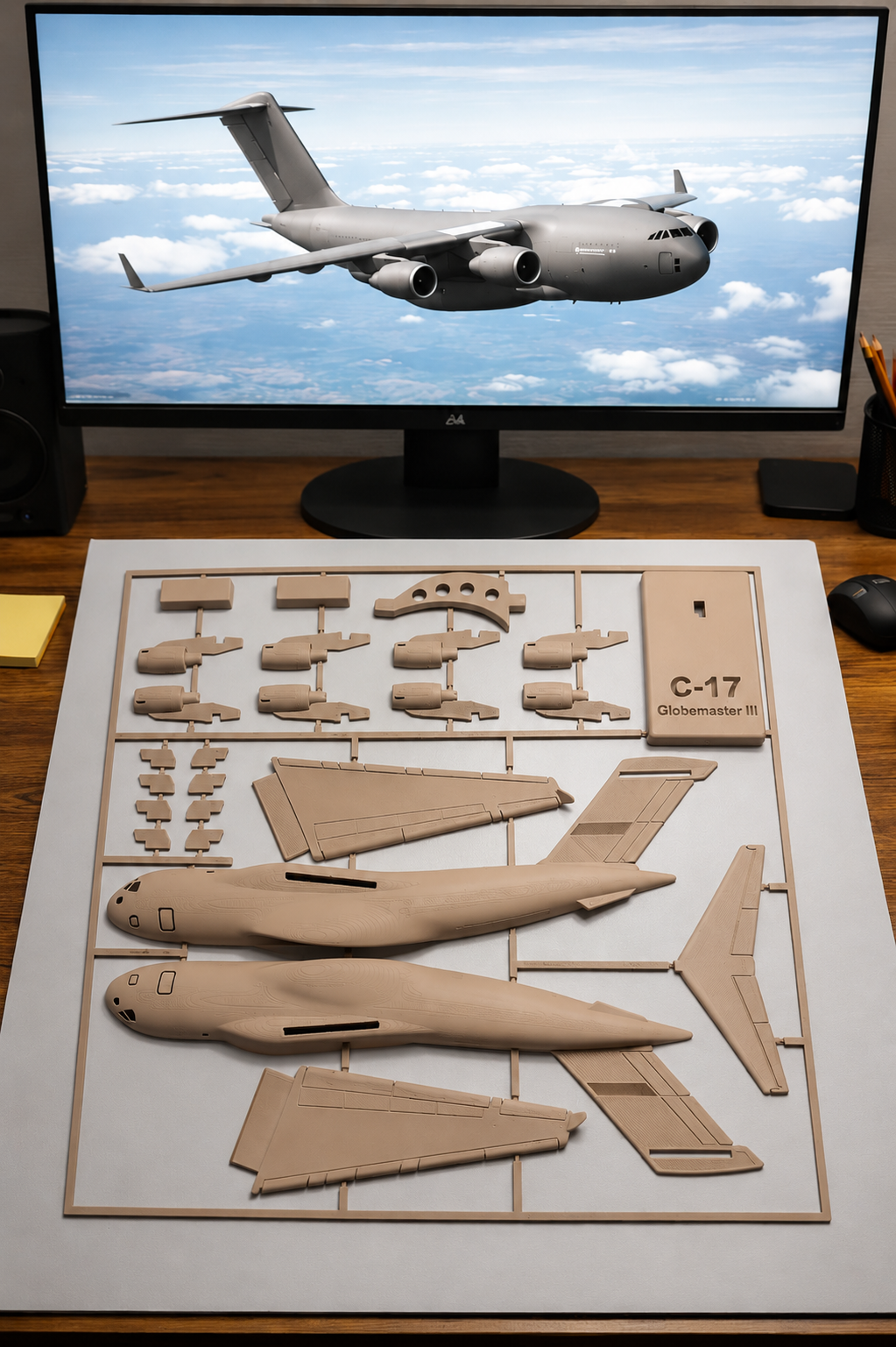 C-17 Globemaster III 3D Printed Aircraft Model Kit – USAF Military Cargo Plane