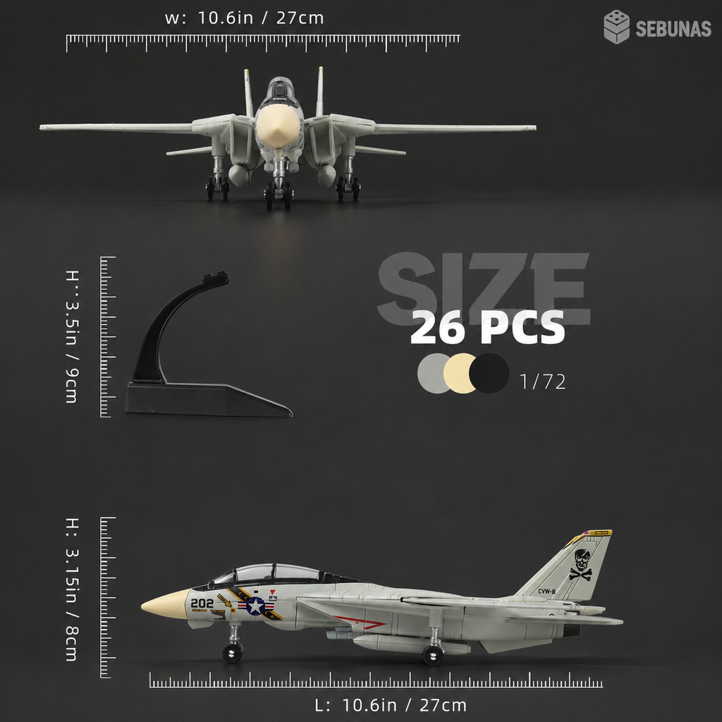 F-14 Tomcat 3D Quick Build Model Kit – 26 Piece Fighter Jet Aircraft Puzzle