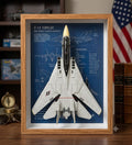 F-14 Tomcat 3D Aircraft Shadow Box Frame – Fighter Jet Blueprint Wall Art