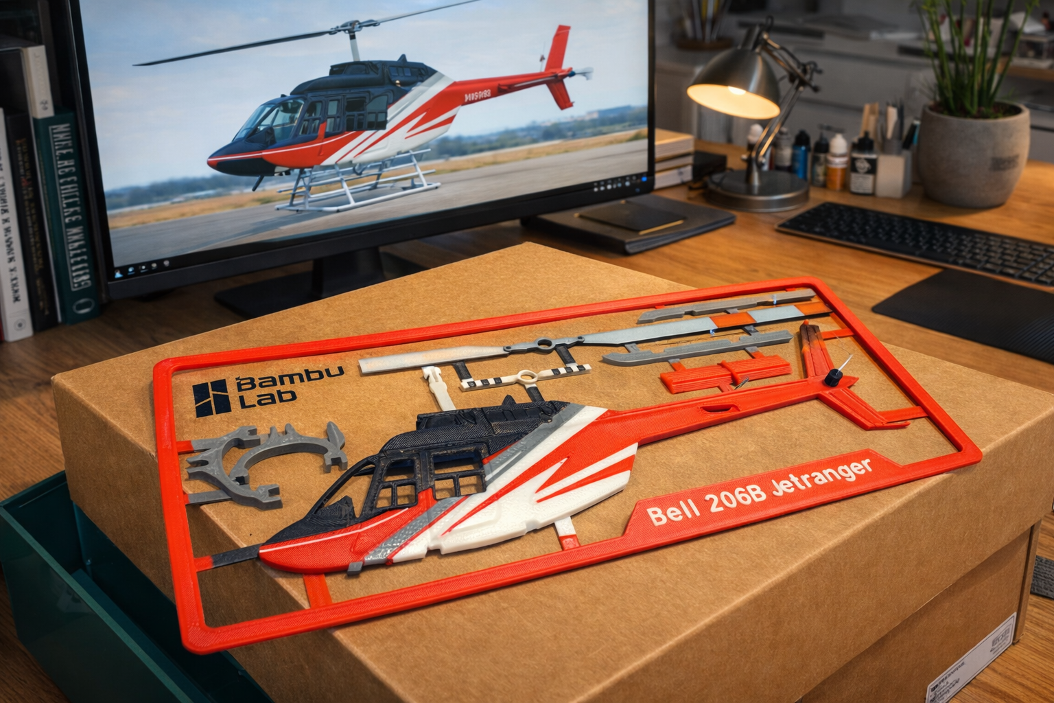 Bell 206B JetRanger 3D Printed Helicopter Model Kit