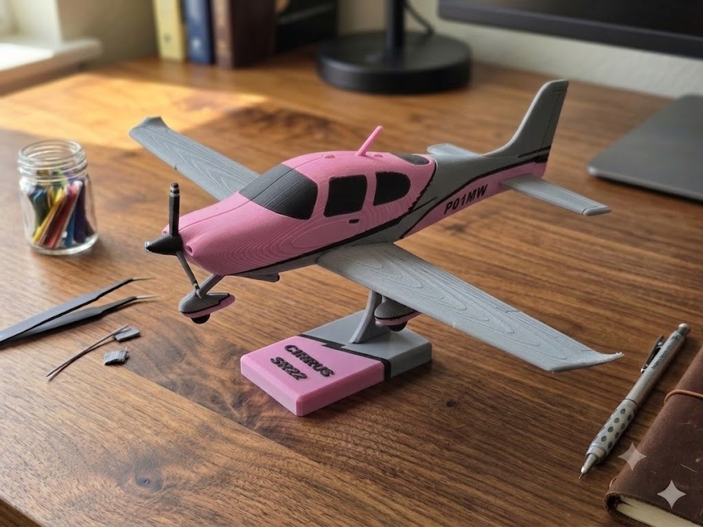 3D Printed Cirrus SR22 Model Kit DIY Aircraft Build Display