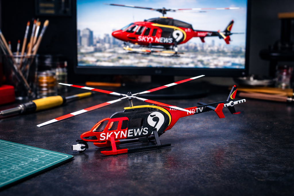 Bell 407 SkyNews 3D Printed Helicopter Model Kit
