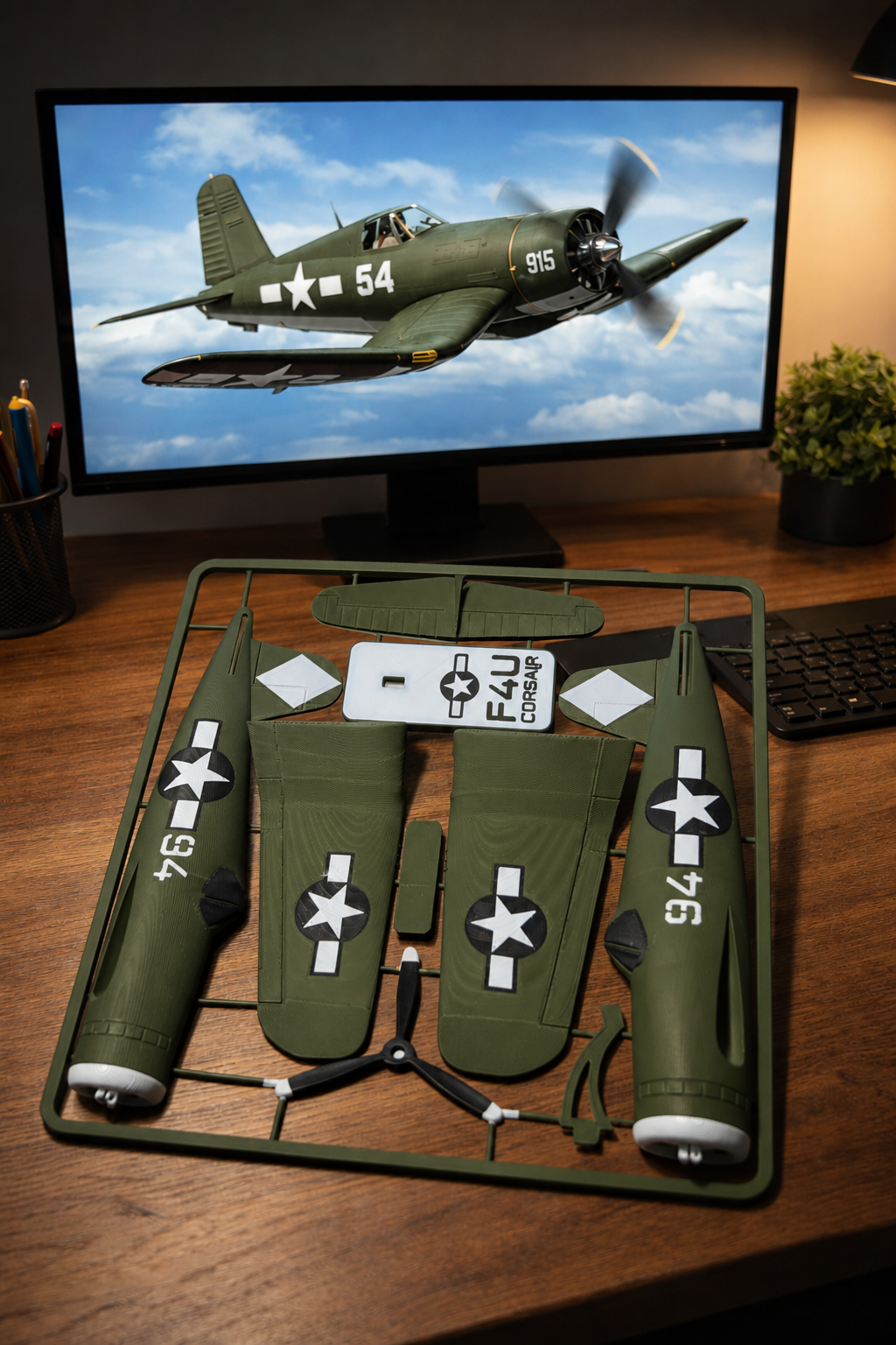 F4U Corsair 3D Printed Aircraft Model Kit – WWII Fighter Plane Edition