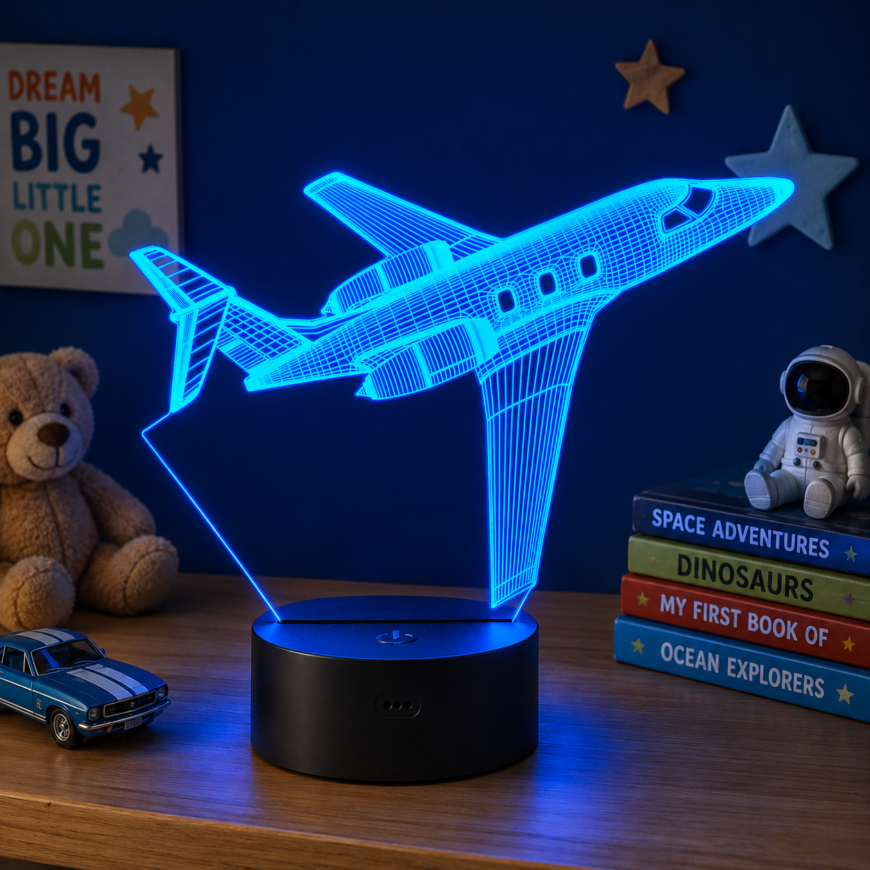 3D Airplane LED Night Light – 16 Color Remote & Touch Control Lamp