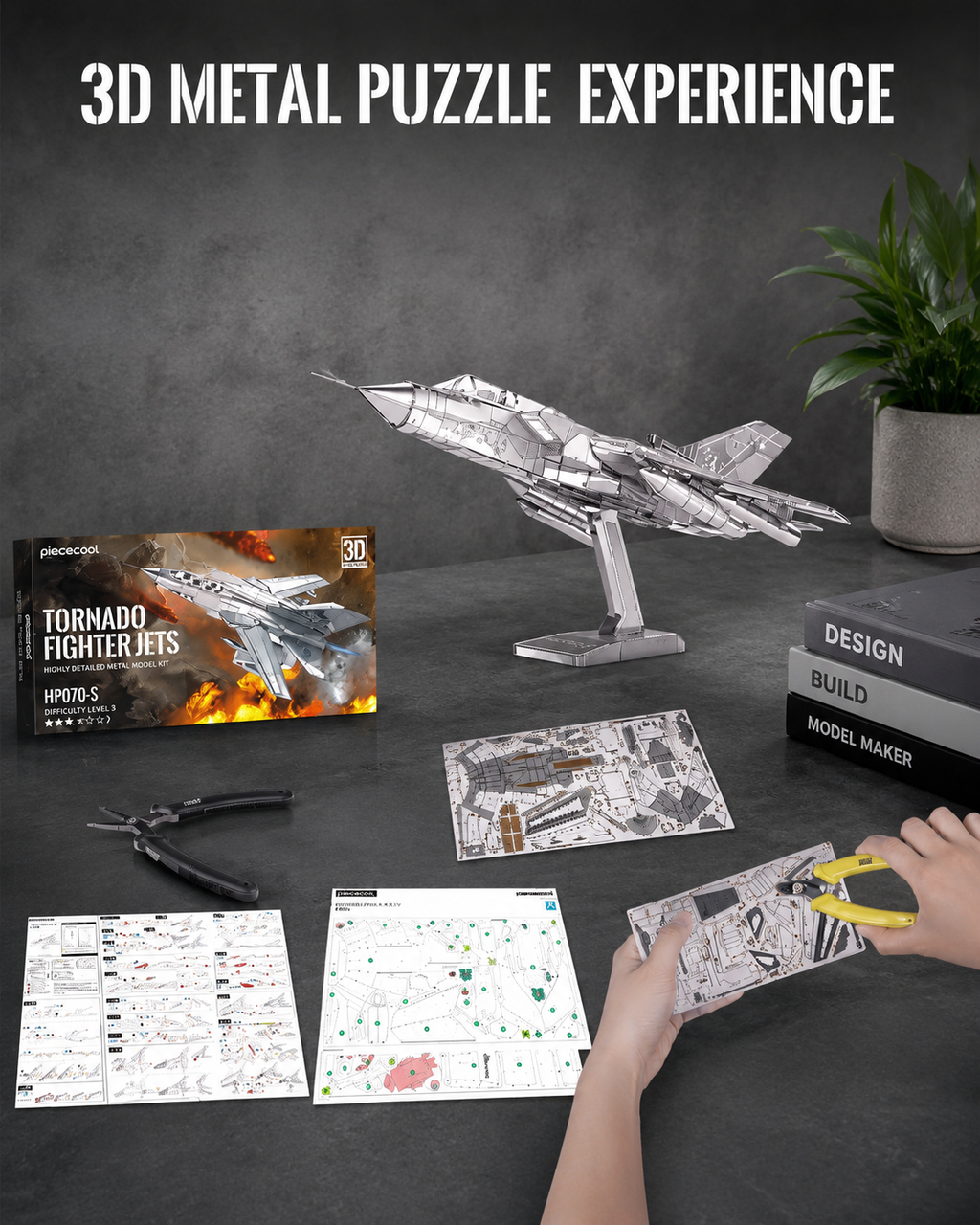 Piececool Tornado Fighter Jet 3D Metal Model Kit