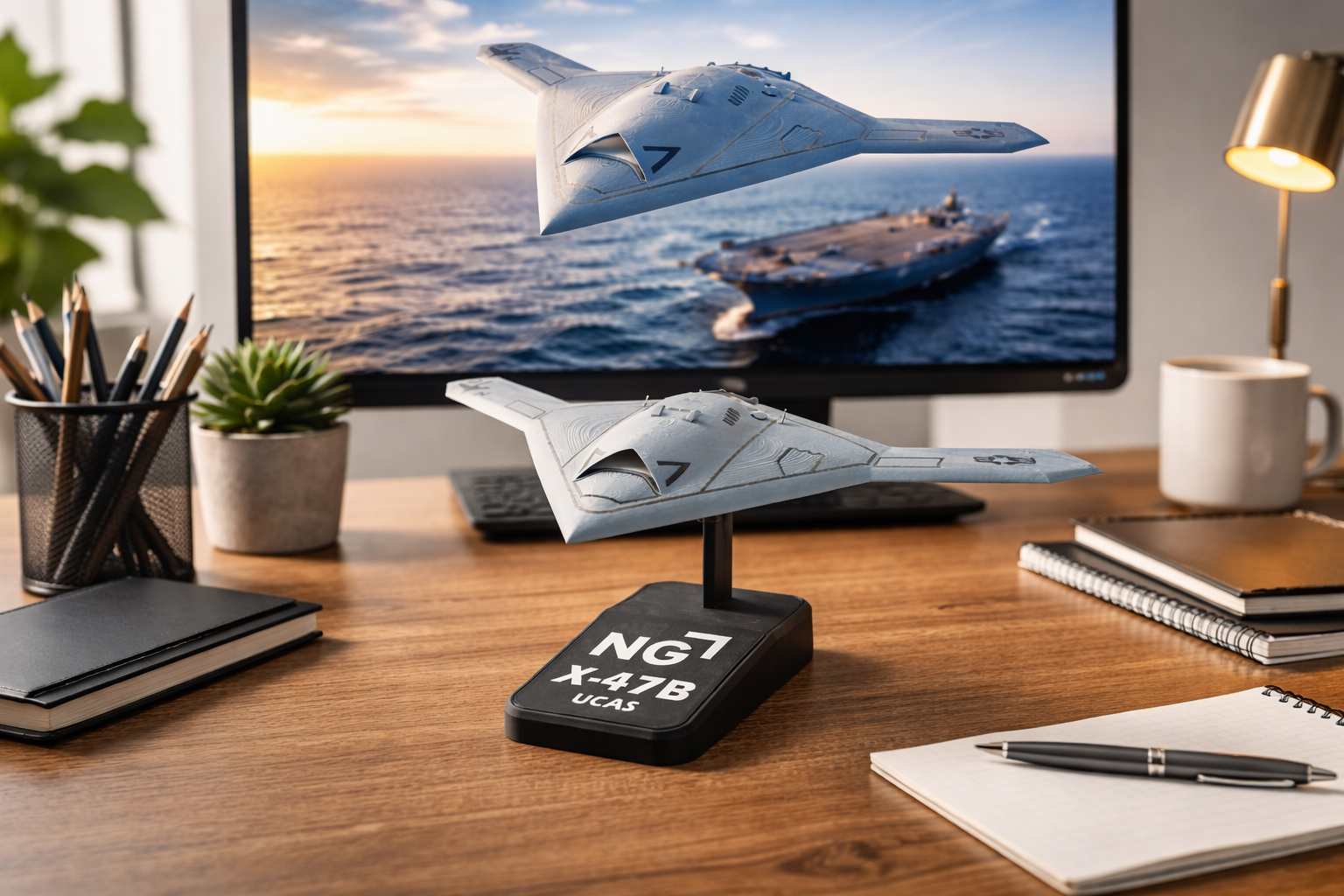 NG-X-47B UCAS 3D Printed Display Model – Stealth Drone Desk Decor Aircraft Stand