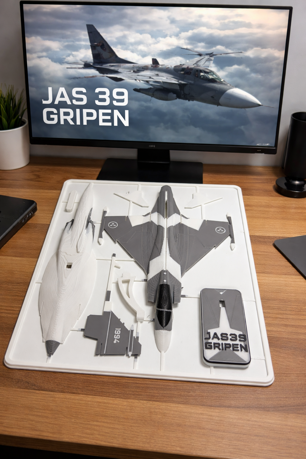 JAS 39 Gripen 3D Printed Aircraft Model Kit – Modern Fighter Jet Edition