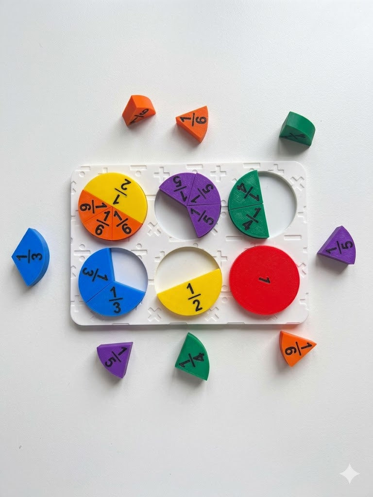 Fraction Learning Board for Kids | 3D Printed Math Puzzle | Montessori Fraction Teaching Toy