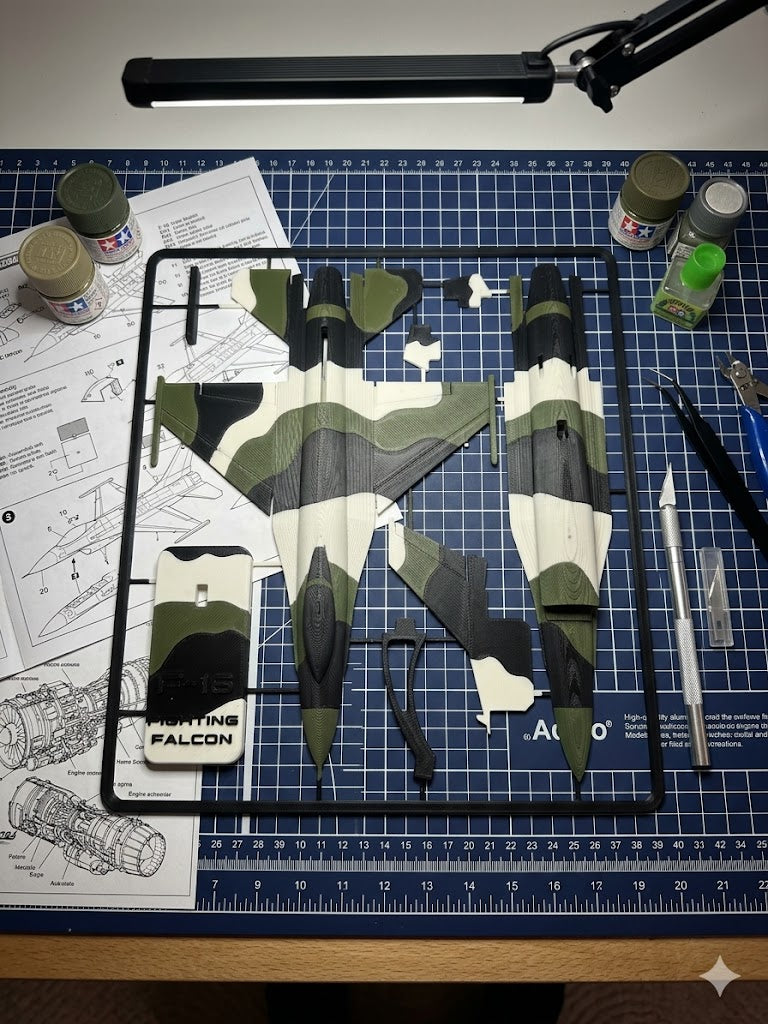 F-16 Fighting Falcon 3D Printed Aircraft Model – Army Green Edition