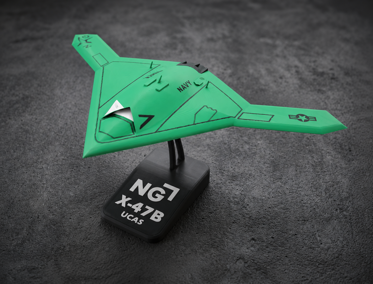 NG-X-47B UCAS 3D Printed Display Model – Stealth Drone Desk Decor Aircraft Stand