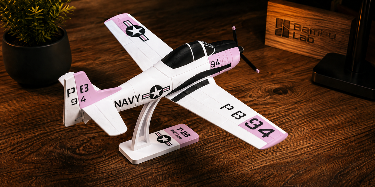 T-28 Trojan Navy Kit Card 3D Printed Aircraft Model Kit | Snap Fit Desk Display | DIY Plane Gift