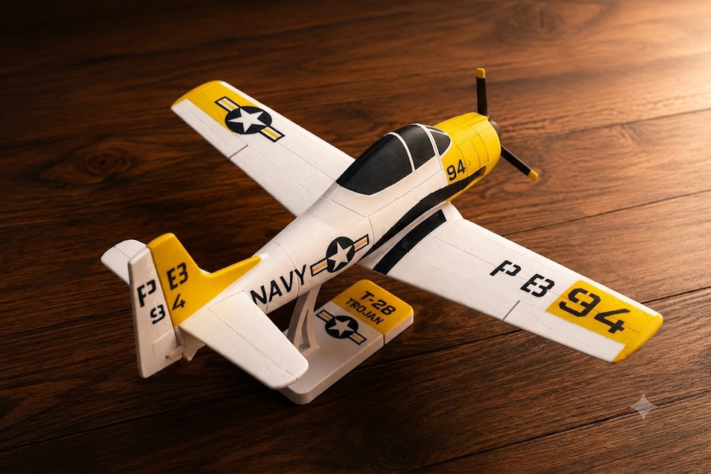 T-28 Trojan Navy Kit Card 3D Printed Aircraft Model Kit | Snap Fit Desk Display | DIY Plane Gift