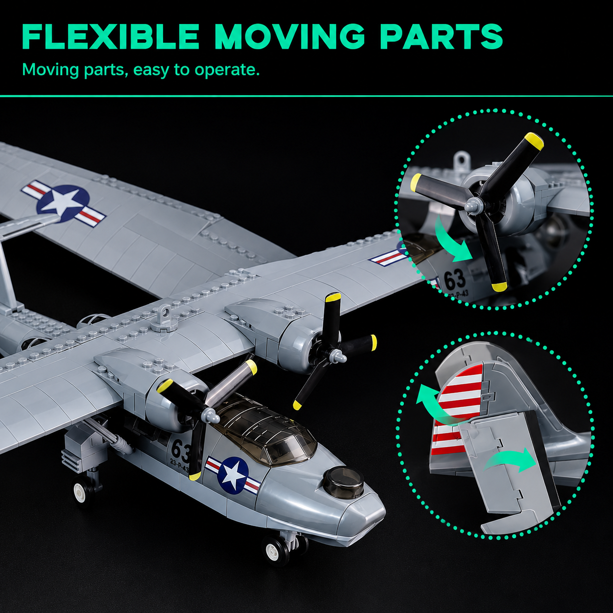 PBY-5A Catalina Military Aircraft Building Set – 364 Piece Model Ki